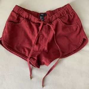 Red cargo shorts